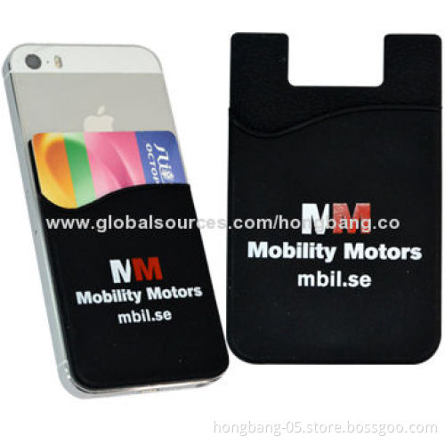 Silicone Sticky Mobile Phone Pockets, Custom Logo with Silkscreen Printing